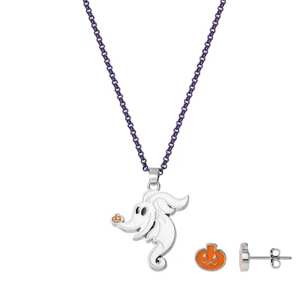 Disney's Nightmare Before Christmas Necklace and Pumpkin Stud Set